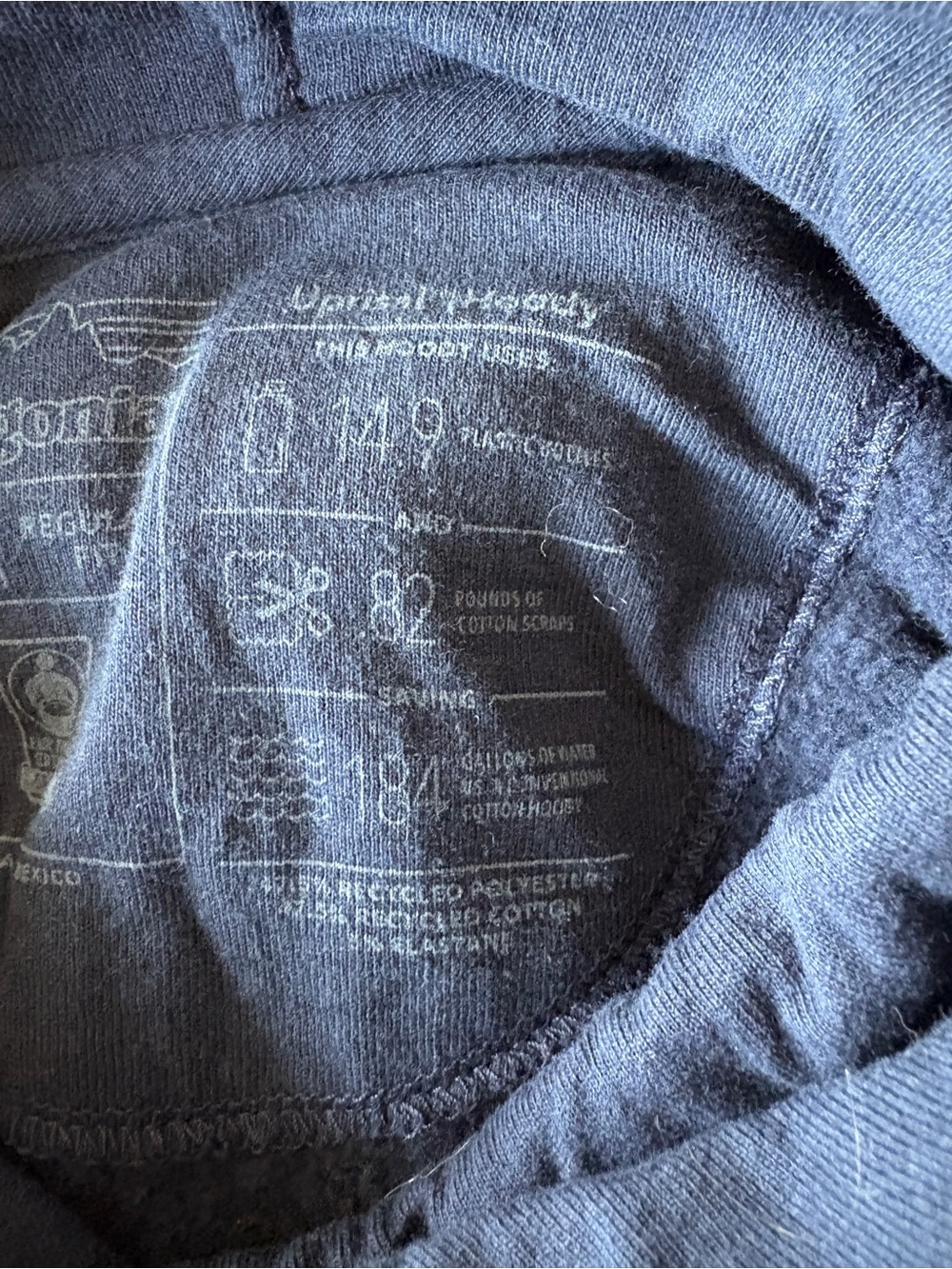 Patagonia Navy Pullover Hoodie with Multicolor Logo - large outdoor Cabincore - Picture 5 of 5